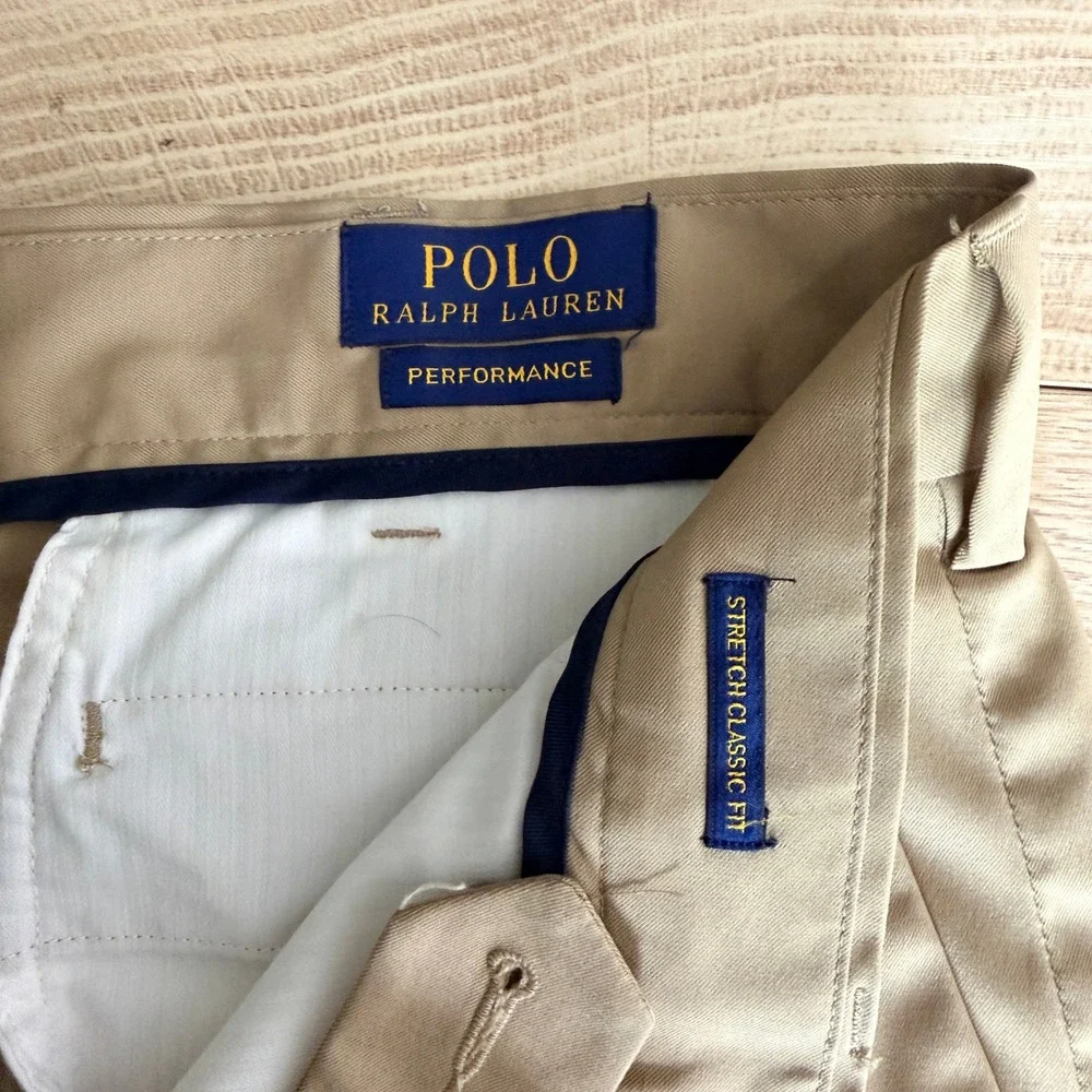 Polo Ralph Lauren Performance Pants Stretch‎ Classic Fit Mens Actual 32x28 Tan